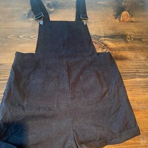 Black Corduroy Overall Shorts